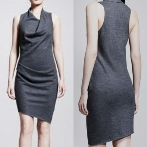 Helmut Lang Dresses & Skirts - Helmut Lang SZ SM Sonar Cowl Neck Wool Stretch Draped Sleeveless Mini Dress